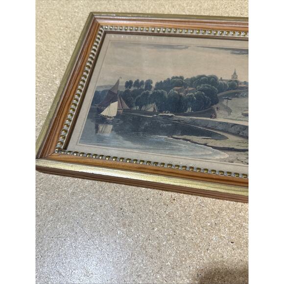 Pair Antique Hand-Colored Engravings Clovelly & Wigton Galloway Framed 12.5x9.5 - Picture 7 of 12